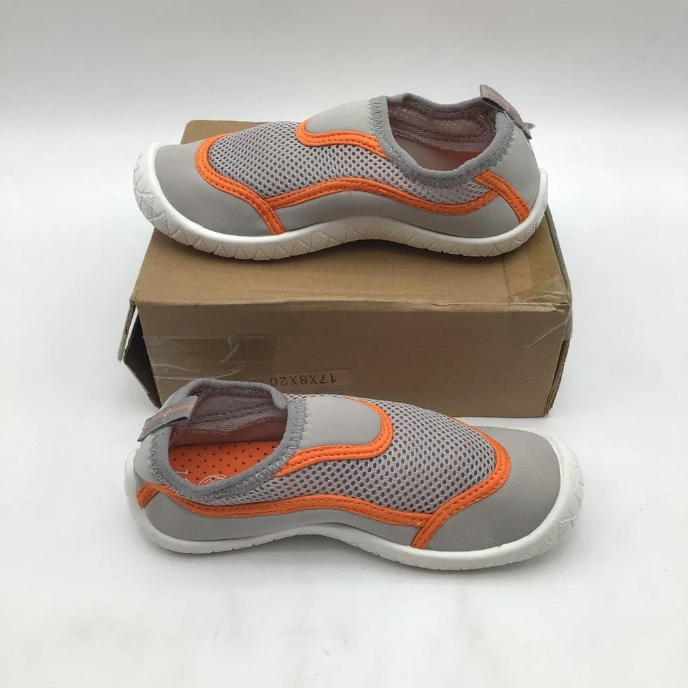 Wonder Nation Boys Grey Orange Mesh Water Shoes Slip On Size 11-12 NEW